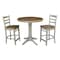 International Concepts Round 36 in Rd Ped Gathering Ht Table, 2 Emily Counter Ht Stools, Hickory/Stone, 36 in W, 36 in L K41-36RT-27B-S6172-2 - alternate 1